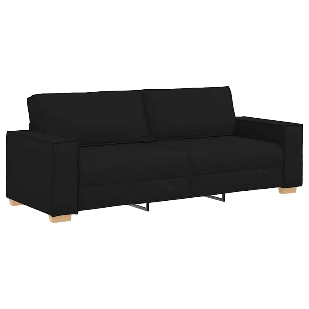 Sofa 3 pcs Black 220 x 80 x 84 cm Linen-blend fabric