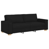 Sofa 3 pcs Black 220 x 80 x 84 cm Linen-blend fabric - Rear View
