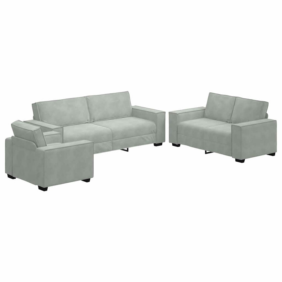 Sofa 3 pcs Light Grey Linen-blend fabric