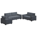 3 Piece Sofa Set with Cushions Dark Grey Velvet - Front View