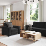 3 Piece Sofa Set with Cushions Black Velvet