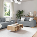 Sofa 3 pcs Light Grey Linen-blend fabric