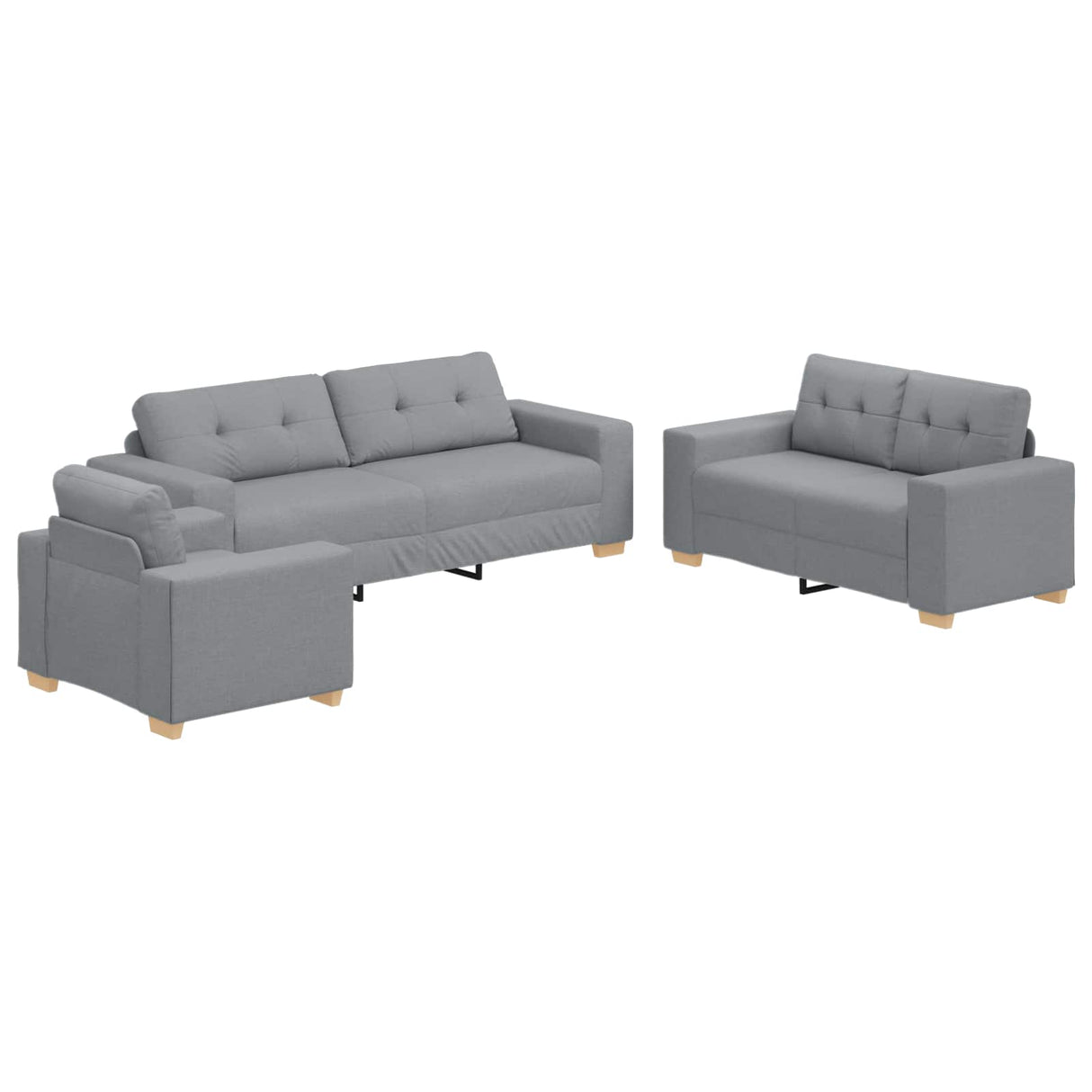 Sofa 3 pcs Light Grey 221 x 80 x 80 cm Linen-blend fabric