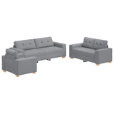 Sofa 3 pcs Light Grey 221 x 80 x 80 cm Linen-blend fabric