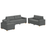 Sofa 3 pcs Dark Grey 221 x 80 x 80 cm Linen-blend fabric
