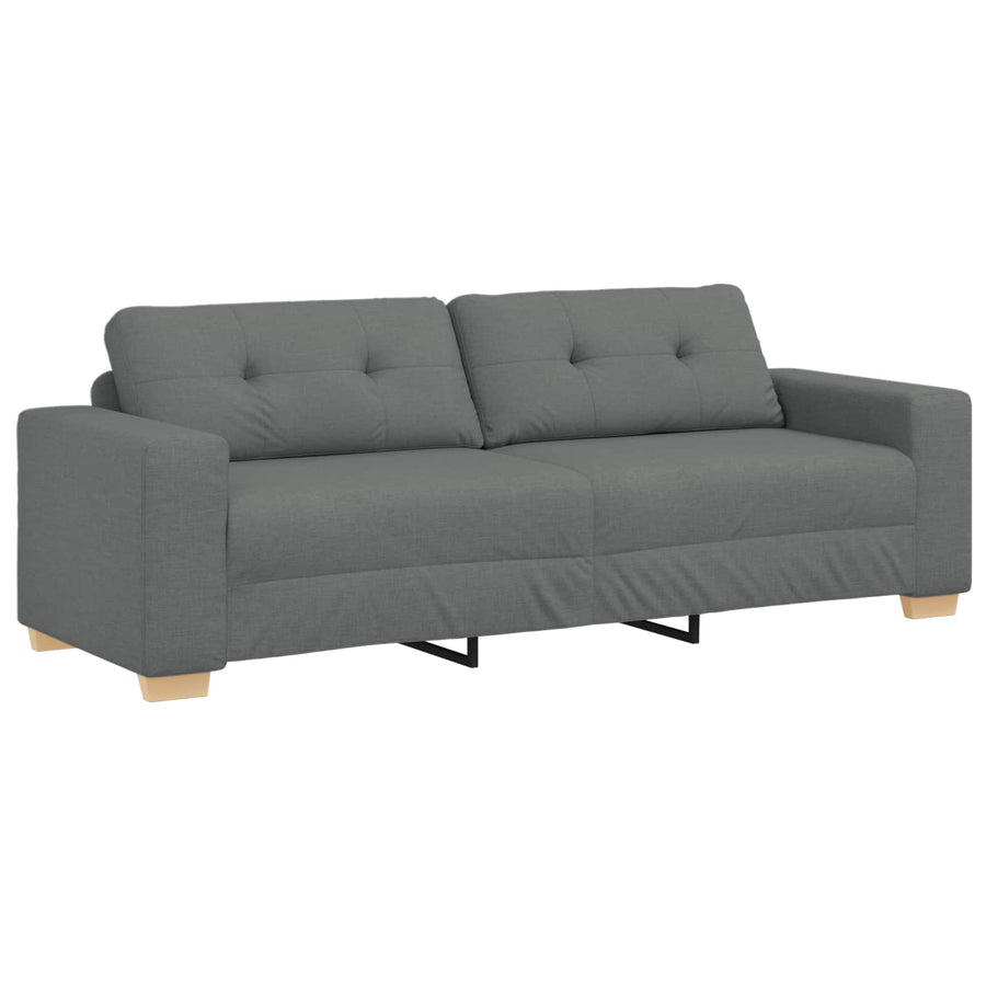 Sofa 3 pcs Dark Grey Linen-blend fabric
