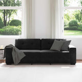 Sofa 3 pcs Black 221 x 80 x 80 cm Linen-blend fabric - Side View