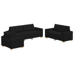 Sofa 3 pcs Black Linen-blend fabric