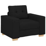 Sofa 3 pcs Black 221 x 80 x 80 cm Linen-blend fabric