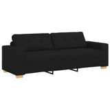Sofa 3 pcs Black 221 x 80 x 80 cm Linen-blend fabric
