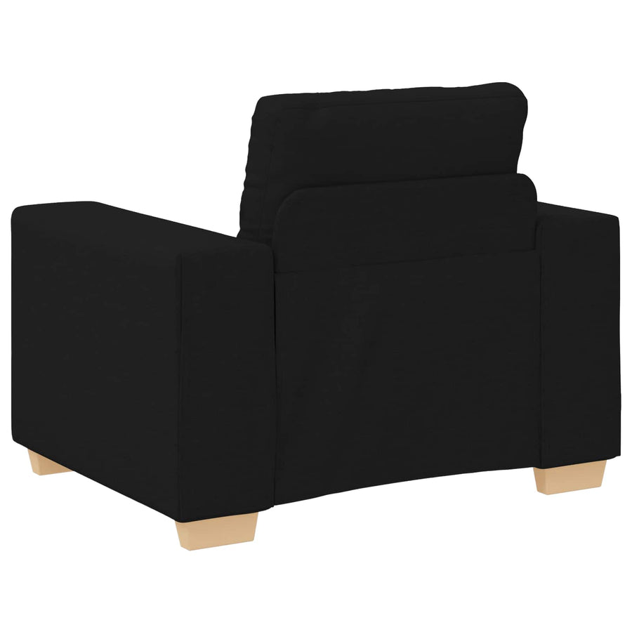 Sofa 3 pcs Black Linen-blend fabric