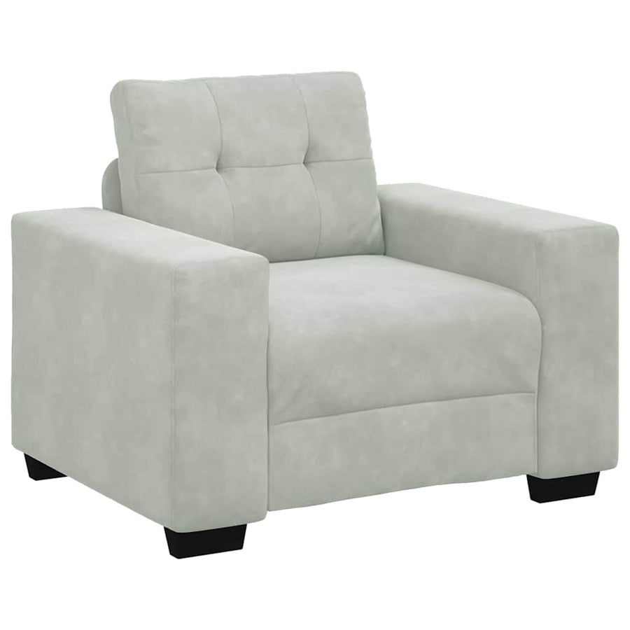 Sofa Set 3 pcs Light Grey Velvet