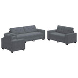 Sofa Set 3 pcs Dark Grey 221 x 80 x 80 cm Velvet