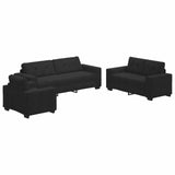 Sofa Set 3 pcs Black 221 x 80 x 80 cm Velvet - Top-Down View