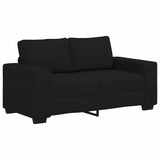 3 Piece Sofa Set with Cushions Black Fabric - Side View