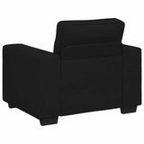 3 Piece Sofa Set with Cushions Black Fabric - Rear View