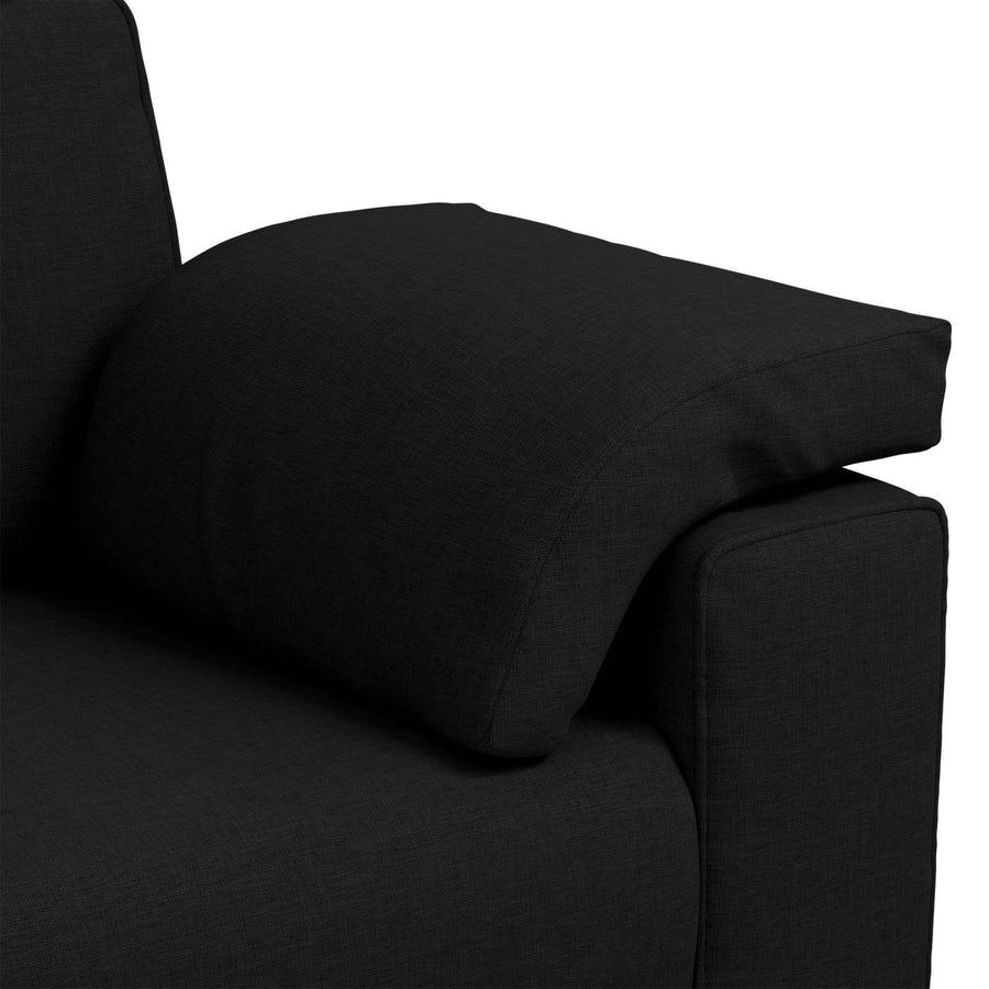 Sofa 3 pcs Black Linen-blend fabric