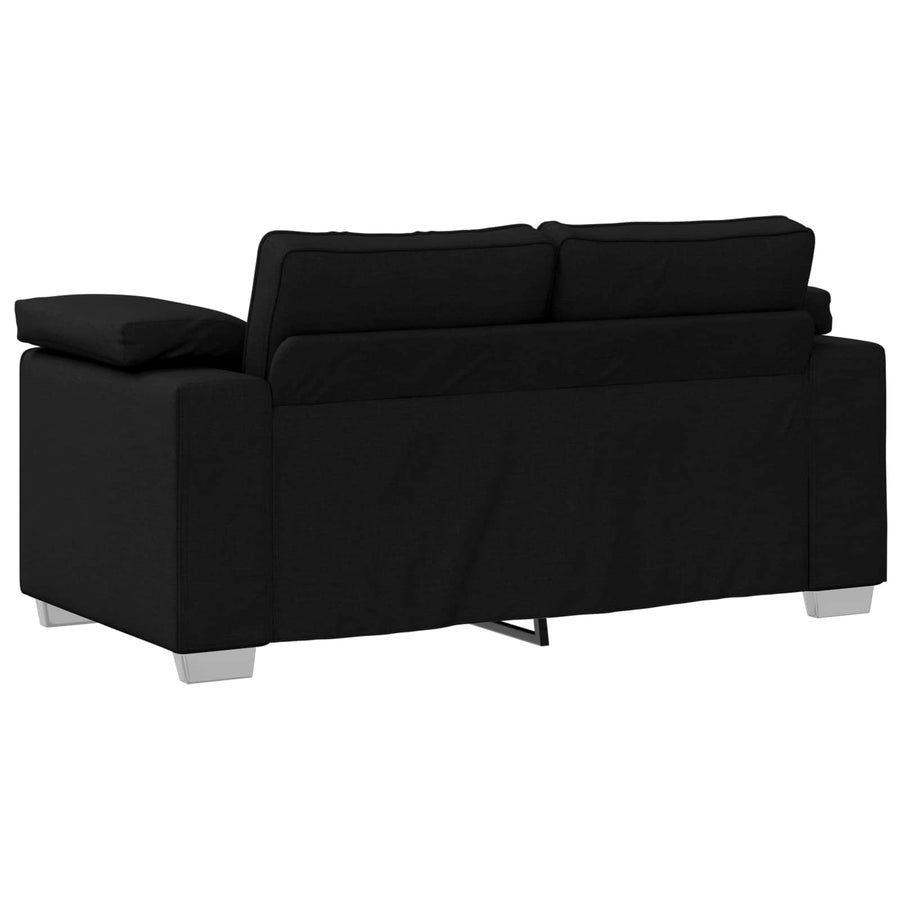 Sofa 3 pcs Black Linen-blend fabric