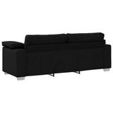 Sofa 3 pcs Black 219 x 80 x 82 cm Linen-blend fabric