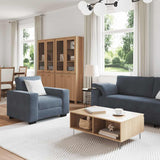 3 Piece Sofa Set with Cushions Dark Grey Velvet - Side View