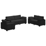 3 Piece Sofa Set with Cushions Black Velvet - Front View