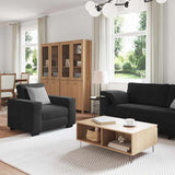 3 Piece Sofa Set with Cushions Black Velvet - Side View