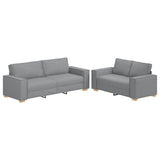2 Piece Sofa Set with Cushions Light Grey Fabric - Front View