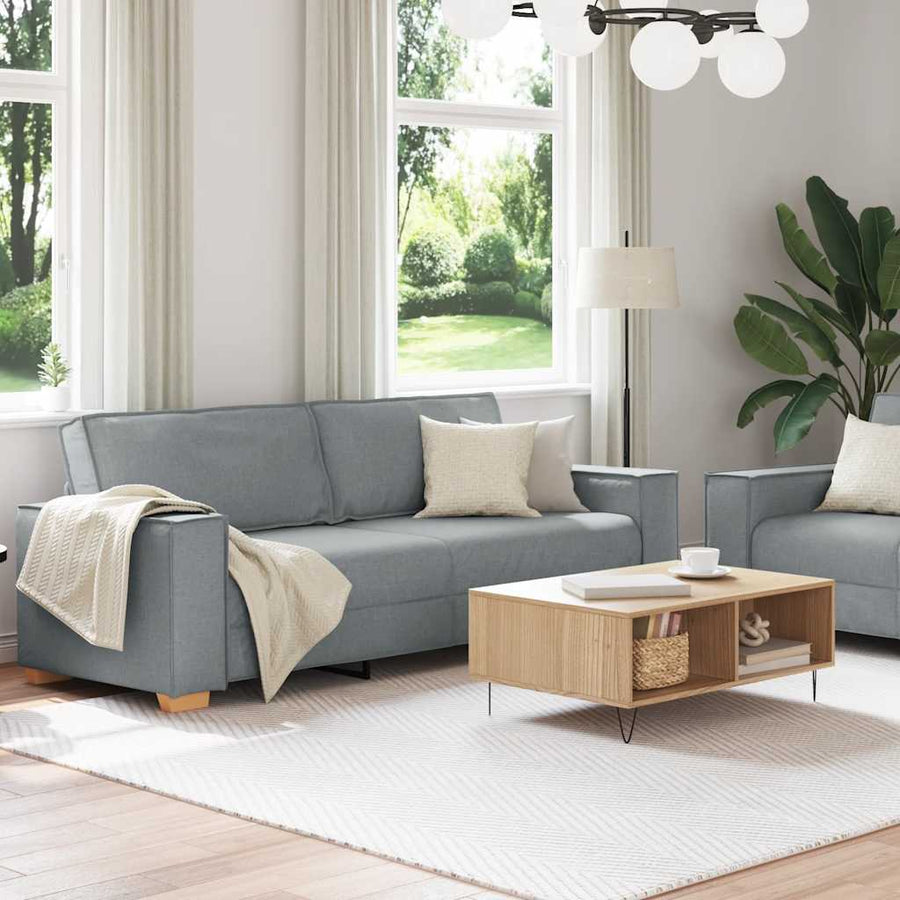 2 Piece Sofa Set with Cushions Light Grey Fabric