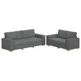 2 Piece Sofa Set with Cushions Dark Grey Fabric - Front View