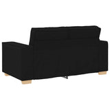 2 Piece Sofa Set with Cushions Black Fabric - Rear View