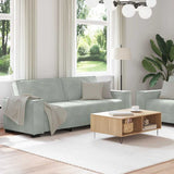2 Piece Sofa Set with Cushions Light Grey Velvet - Side View