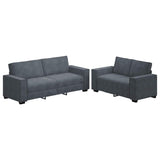 2 Piece Sofa Set with Cushions Dark Grey Velvet