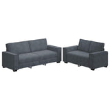 2 Piece Sofa Set with Cushions Dark Grey Velvet - Front View