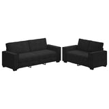 2 Piece Sofa Set with Cushions Black Velvet - Front View