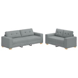 2 Piece Sofa Set with Cushions Light Grey Fabric - Front View
