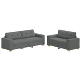 2 Piece Sofa Set with Cushions Dark Grey Fabric - Front View