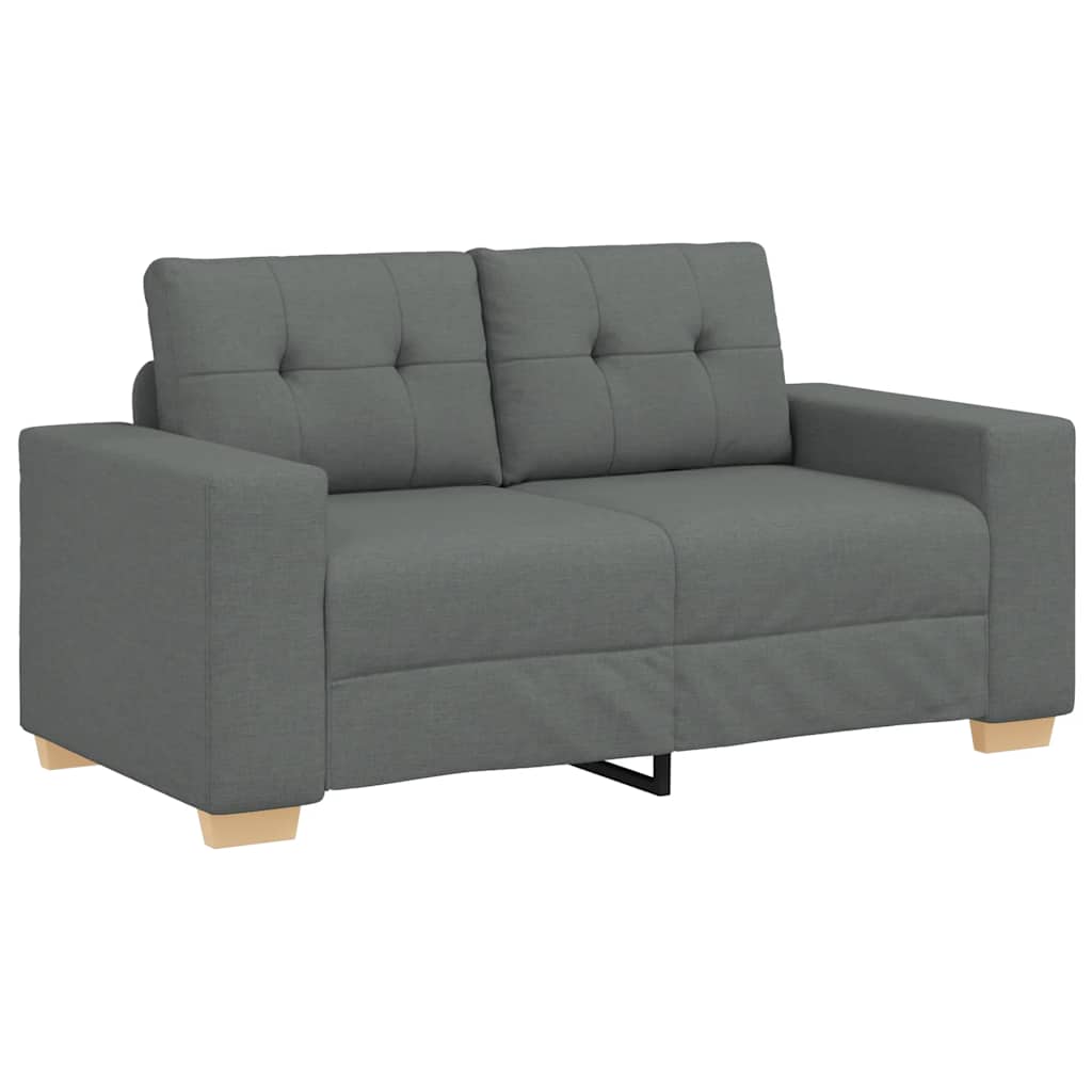 2 Piece Sofa Set with Cushions Dark Grey Fabric
