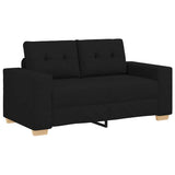 2 Piece Sofa Set with Cushions Black Fabric - Top-Down View