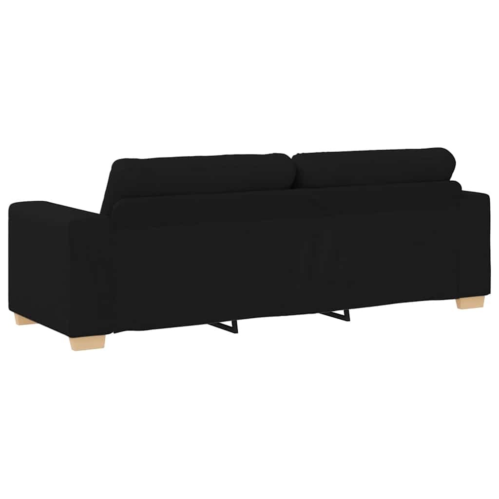 2 Piece Sofa Set with Cushions Black Fabric