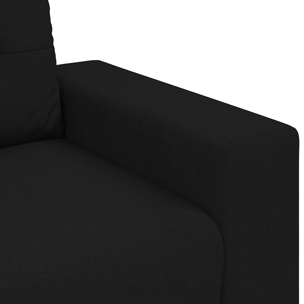 2 Piece Sofa Set with Cushions Black Fabric