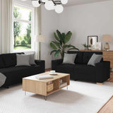 2 Piece Sofa Set with Cushions Black Fabric