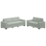 2 Piece Sofa Set with Cushions Light Grey Velvet - Front View