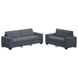 2 Piece Sofa Set with Cushions Dark Grey Velvet - Front View