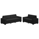 2 Piece Sofa Set with Cushions Black Velvet - Front View