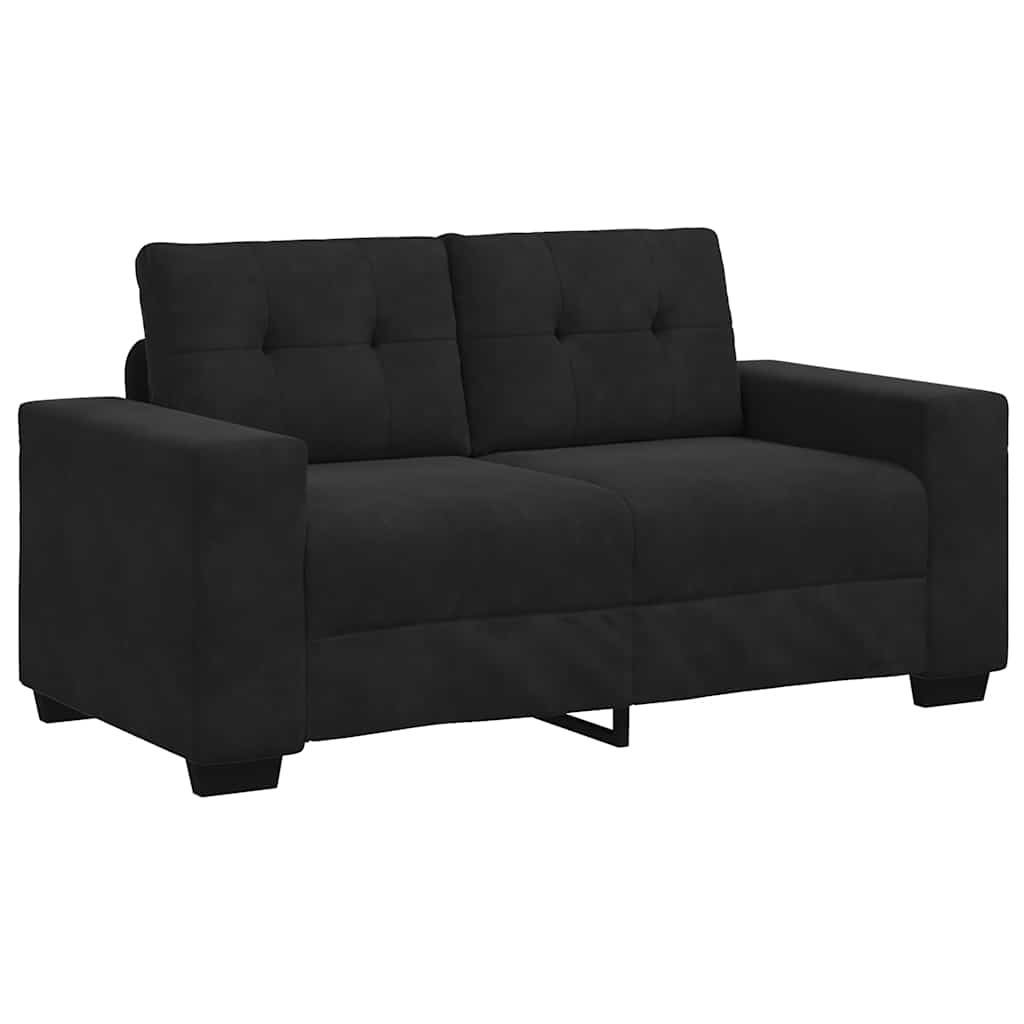 2 Piece Sofa Set with Cushions Black Velvet