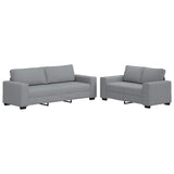 2 Piece Sofa Set with Cushions Light Grey Fabric - Front View