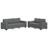2 Piece Sofa Set with Cushions Dark Grey Fabric - Front View