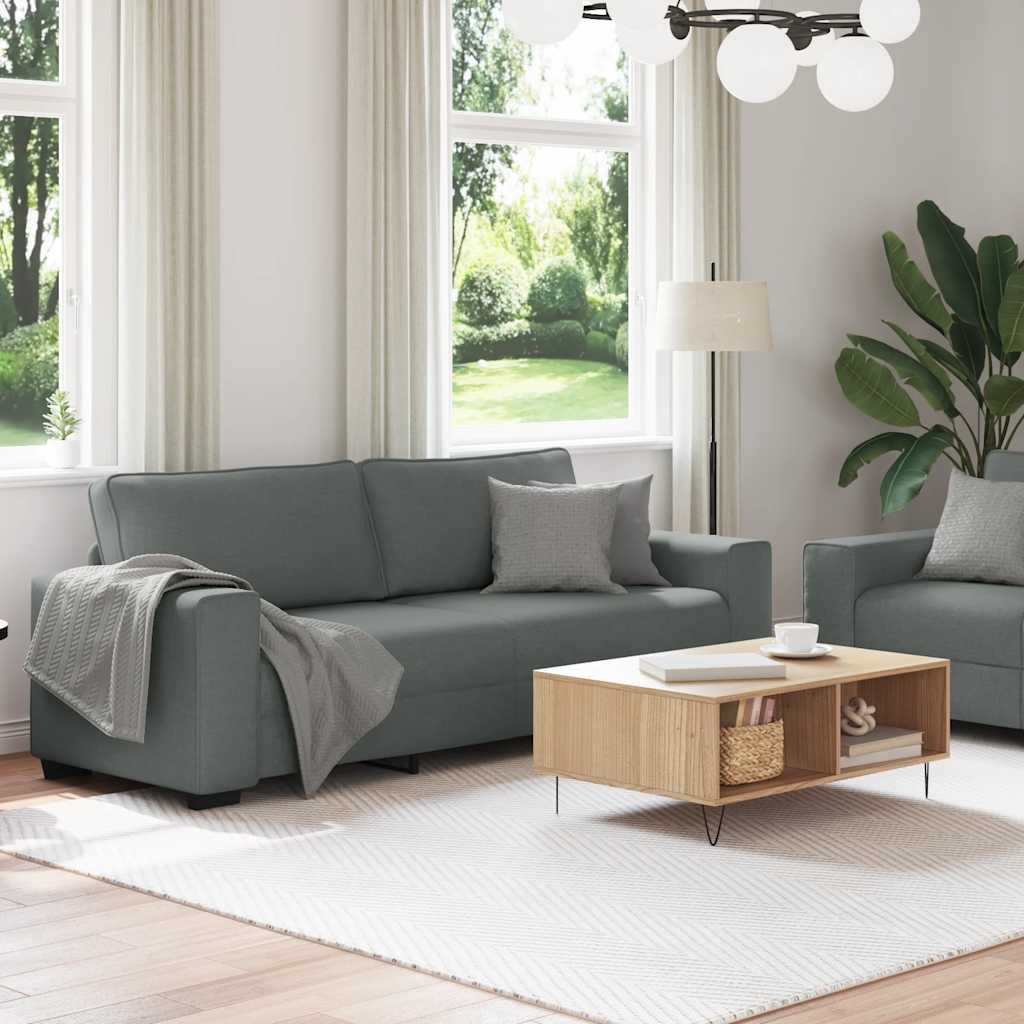 2 Piece Sofa Set with Cushions Dark Grey Fabric