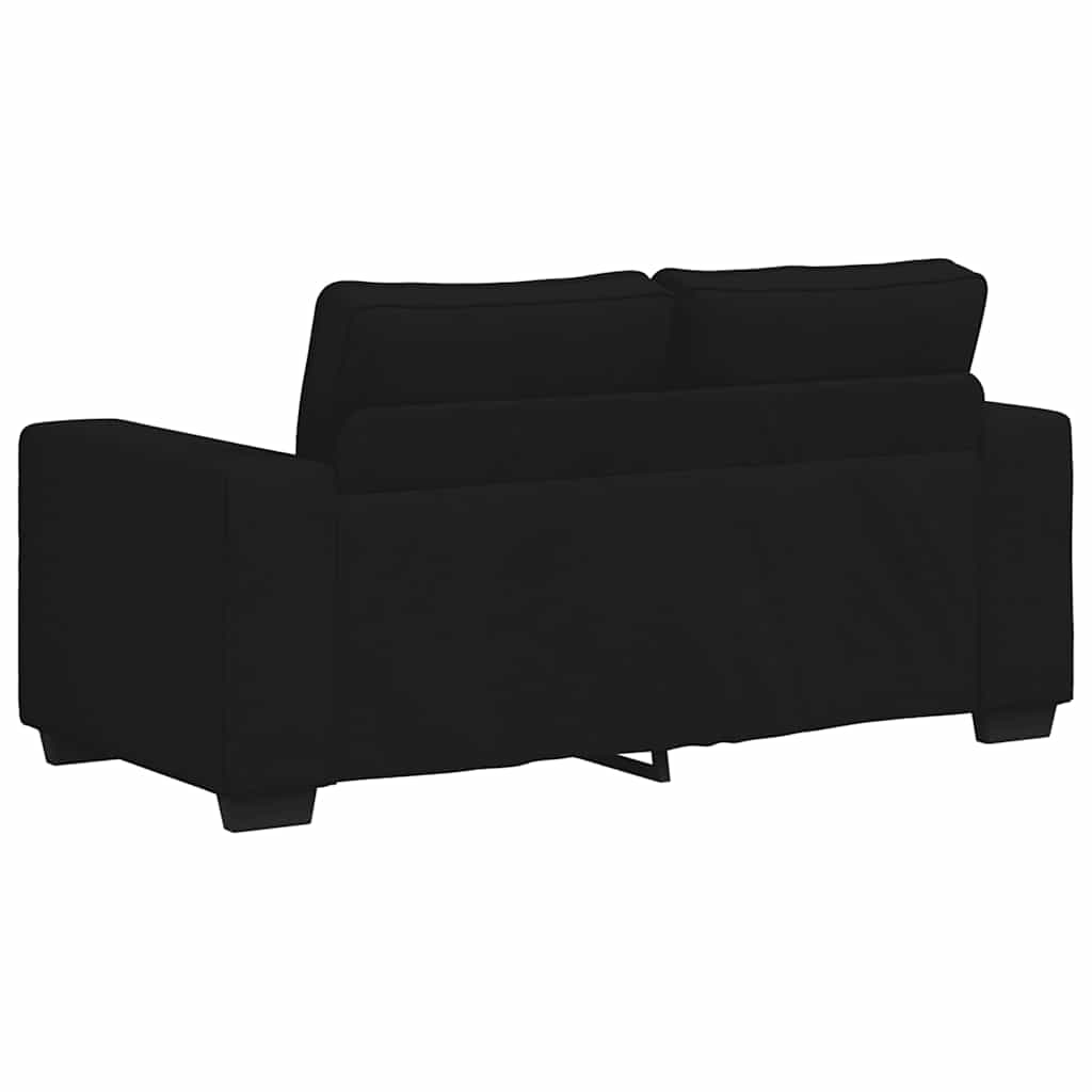 2 Piece Sofa Set with Cushions Black Fabric