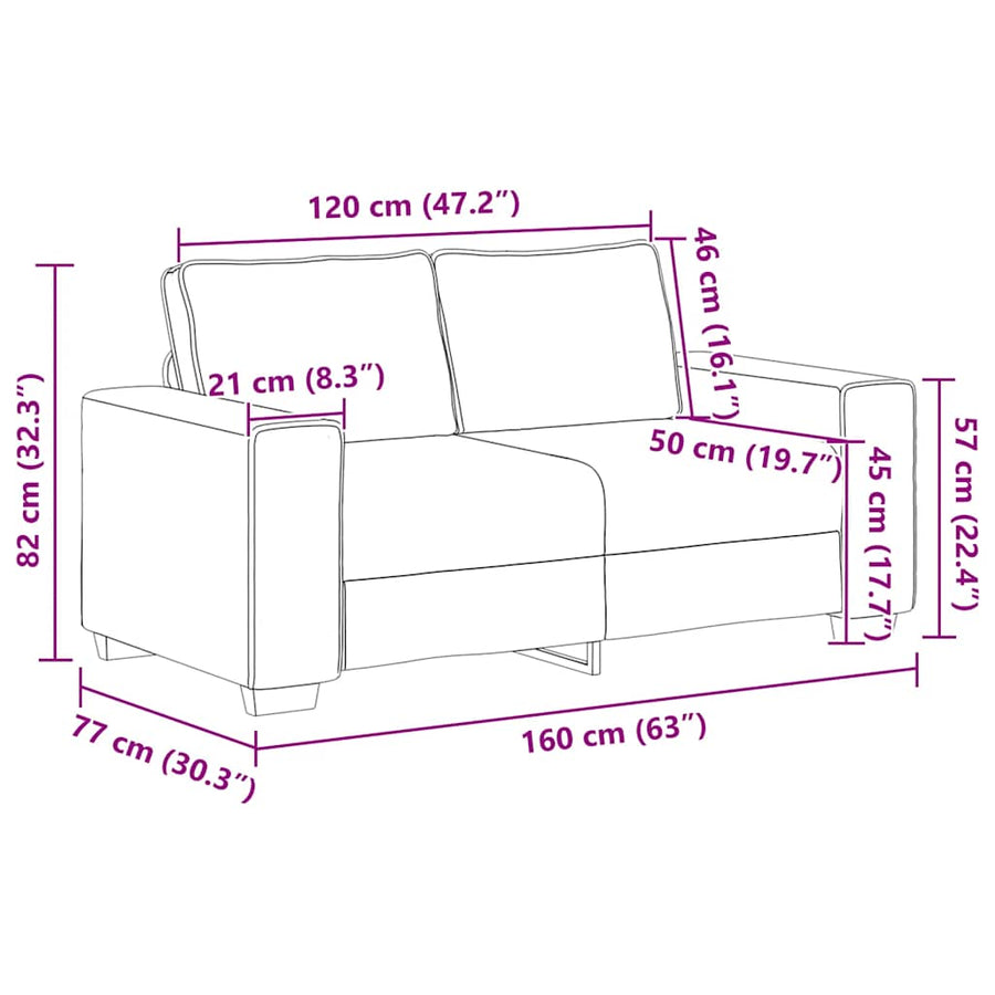 2 Piece Sofa Set with Cushions Black Fabric